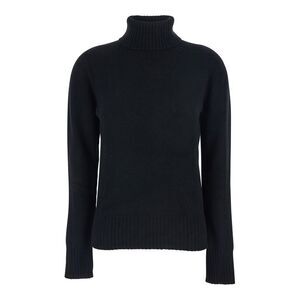 Grifoni Women Black Turtleneck Sweater With Ribbed Trims In Wool Woman